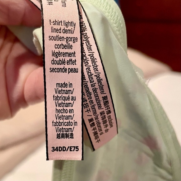 Victorias Secret 34 DD Bra Mint Green Floral Print T Shirt Lightly Lined Demi - Picture 4 of 9